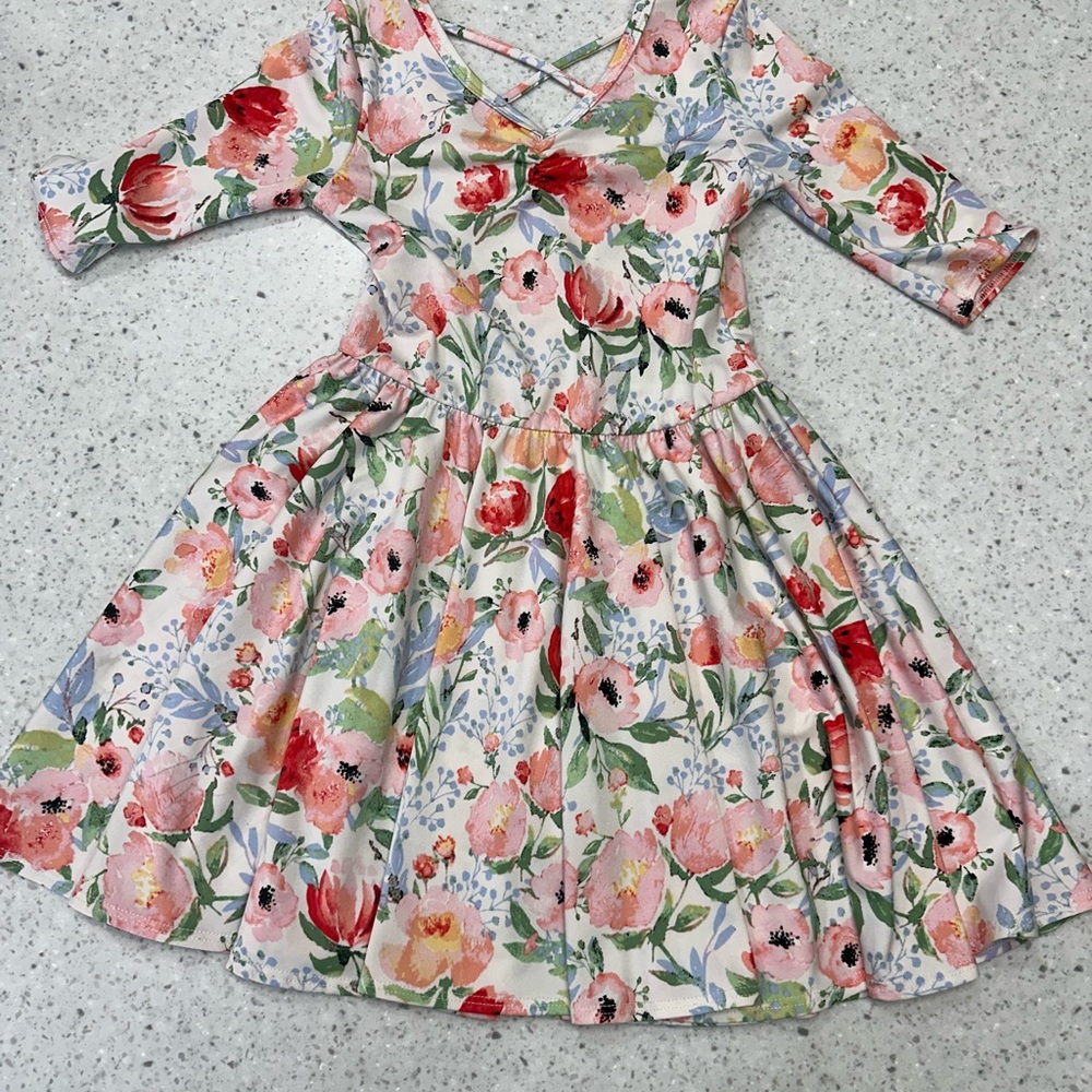 Floral Kids Dress - Multicolor Dot dot Smile cool fabric Size 5/6 ballerina